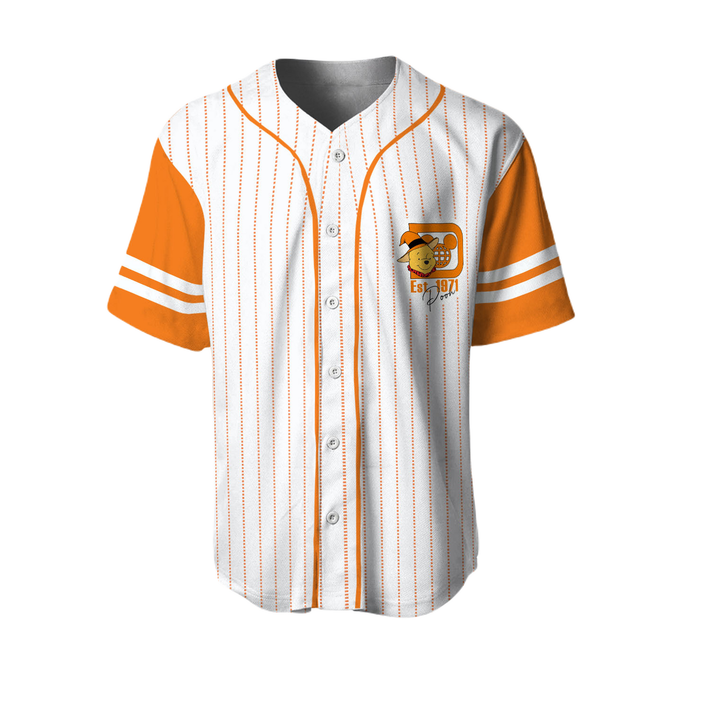 Winnie The Pooh Baseball Jersey Halloween Walt Disney World Winnie The Pooh Jersey Shirt White Orange Unisex Adult