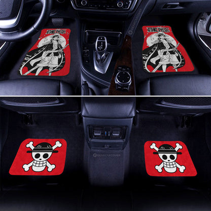 One Piece Car Mat Monkey D Luffy Pirate King Jolly Roger Symbol Car Floor Mats Red BLack