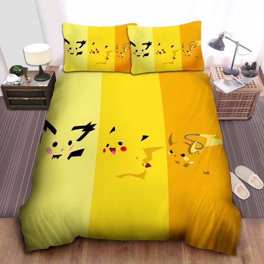 PKM Bedding Set PKM Pichu Pikachu Raichu Pattern Duvet Covers Colorful Unique Gift