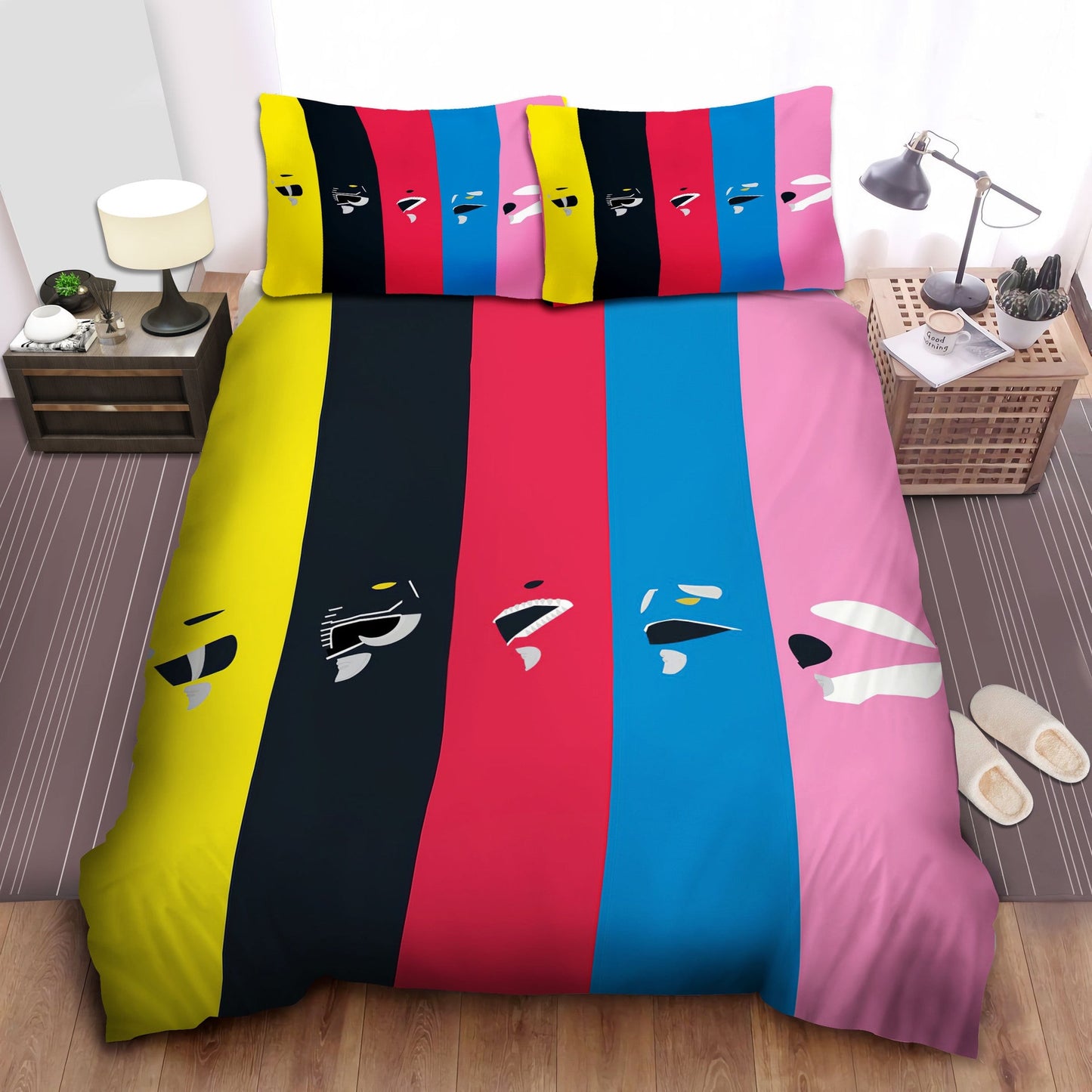 Power Ranger Bedding Set Power Rangers Helmet Silhouette Duvet Covers Colorful Unique Gift