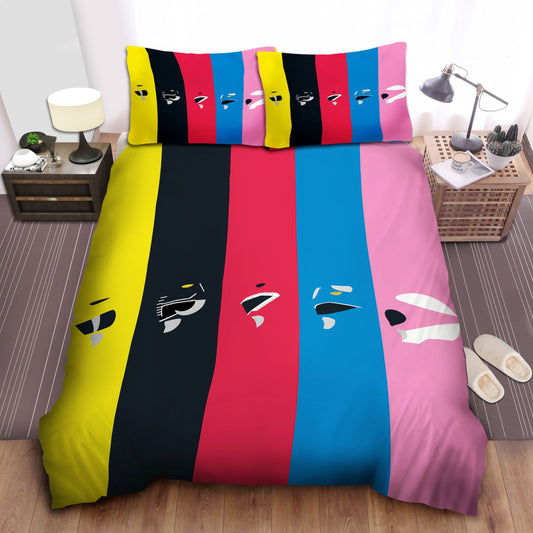 Power Ranger Bedding Set Power Rangers Helmet Silhouette Duvet Covers Colorful Unique Gift