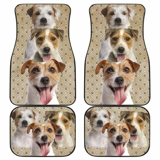 Dog Car Floor Mats Funny Parson Russell Dog In A Group Pawprint Pattern Car Mats