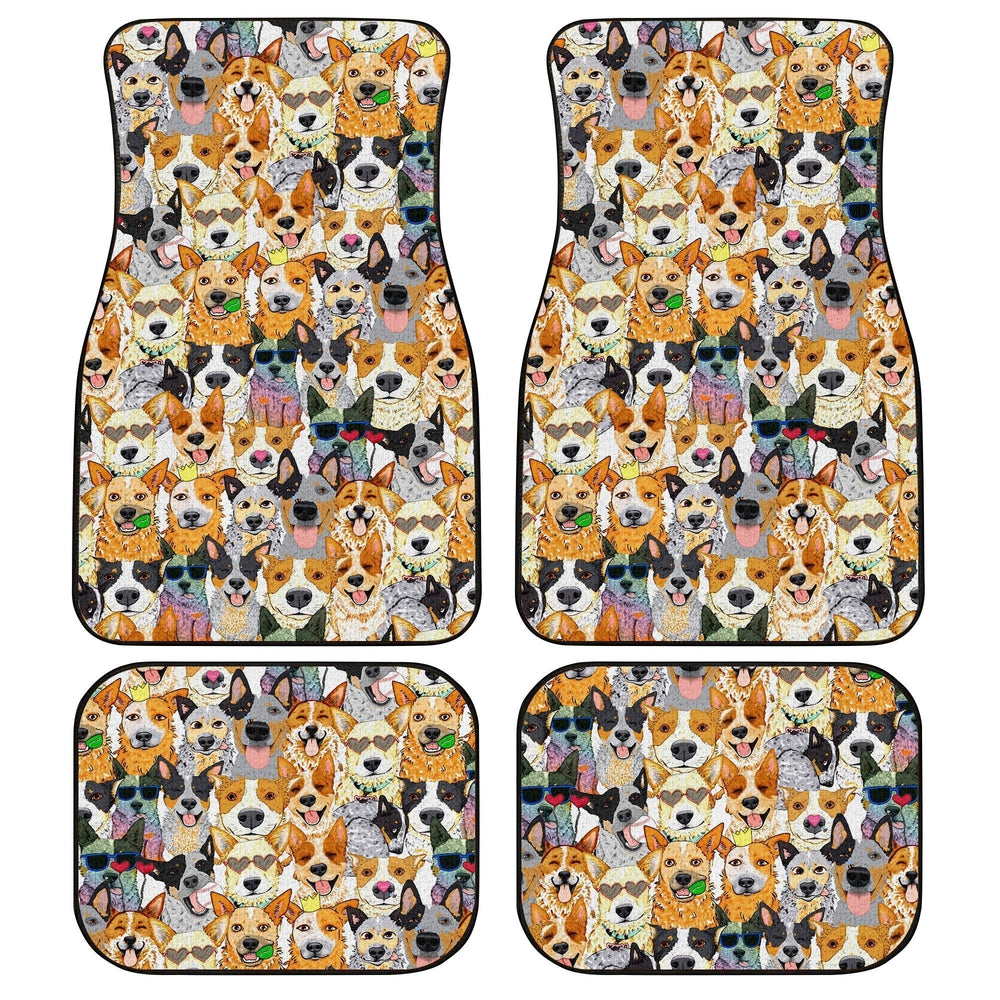 Dog Car Floor Mats Cool All Types Of Dog Breeds With Glasses Doodle Pattern Car Mats