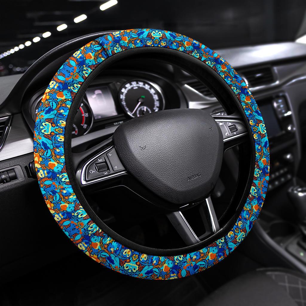 PKM Steering Wheel Cover Water Type PKM Pattern Driving Wheel Cover Blue