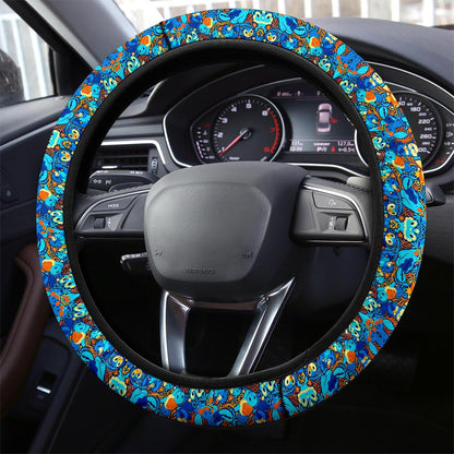 PKM Steering Wheel Cover Water Type PKM Pattern Driving Wheel Cover Blue