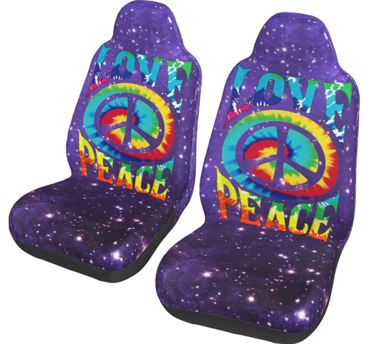 Hippie Car Seat Covers Love Peace Symbol Galaxy Seat Covers Colorful