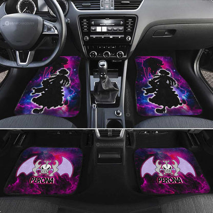 One Piece Car Mat Perona Silhouette Jolly Roger Symbol Galaxy Car Floor Mats Purple Pink