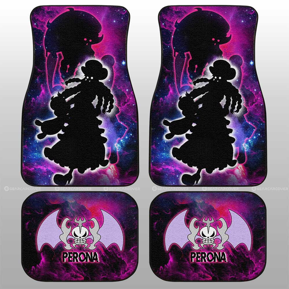 One Piece Car Mat Perona Silhouette Jolly Roger Symbol Galaxy Car Floor Mats Purple Pink