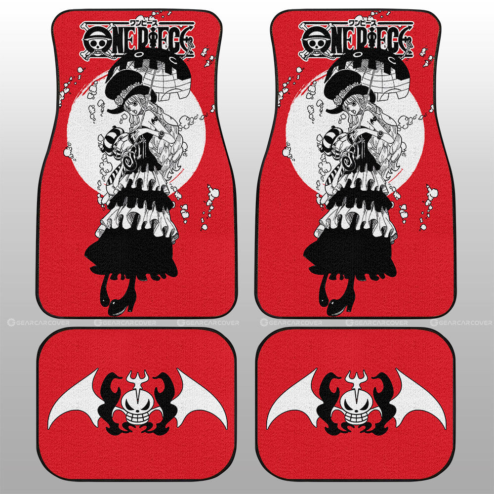 One Piece Car Mat One Piece Character Perona Jolly Roger Symbol Car Floor Mats Red Black
