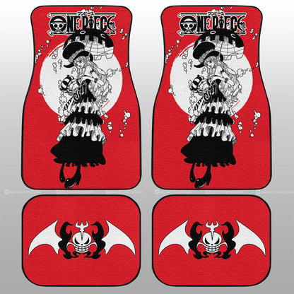 One Piece Car Mat One Piece Character Perona Jolly Roger Symbol Car Floor Mats Red Black