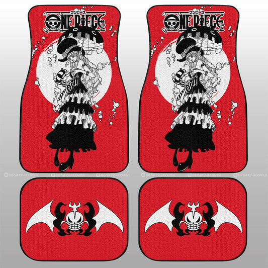 One Piece Car Mat One Piece Character Perona Jolly Roger Symbol Car Floor Mats Red Black