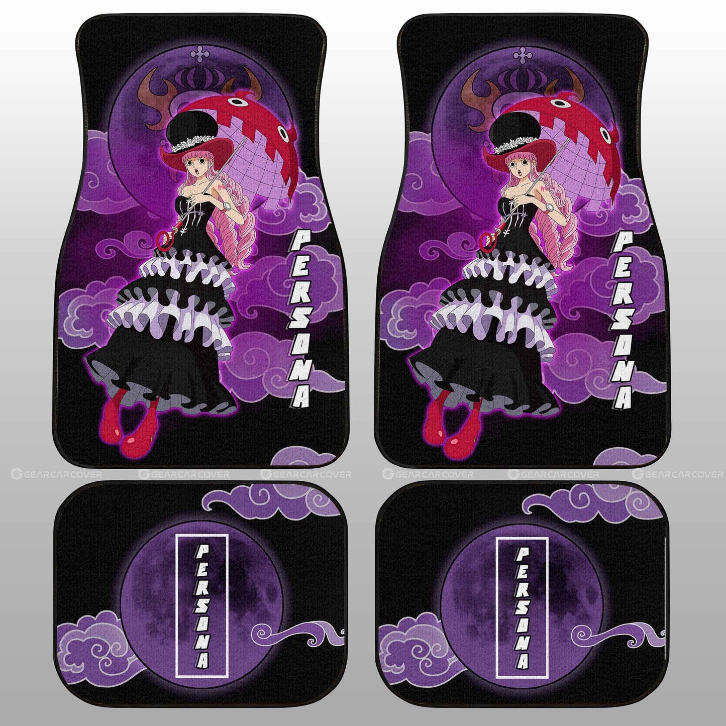One Piece Car Mat One Piece Perona Cloud And Moon Pattern Car Floor Mats Purple Black
