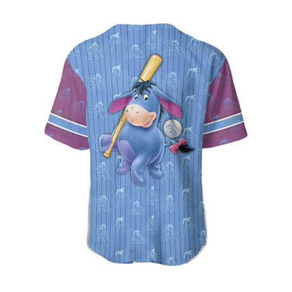 Winnie The Pooh Baseball Jersey Eeyore Playing Football Winnie The Pooh Jersey Shirt Blue Purple Unisex Adult