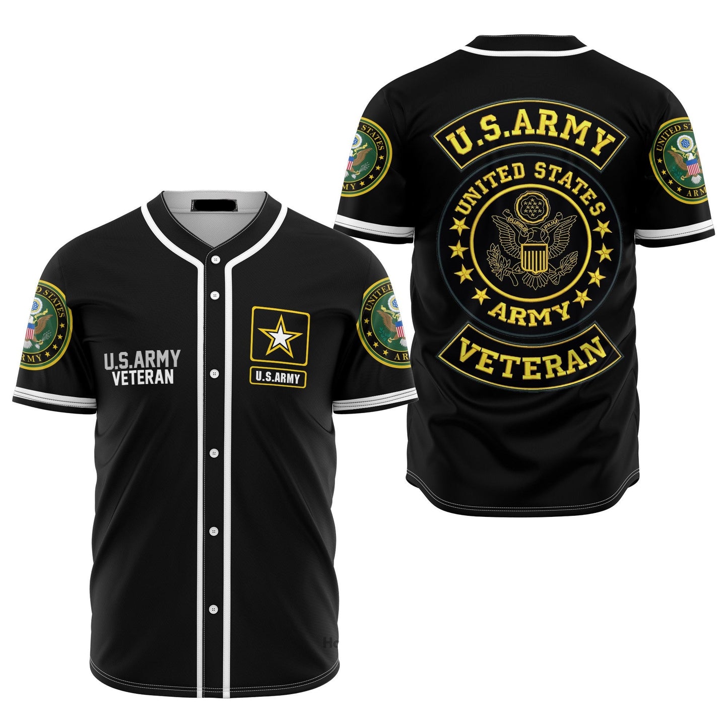 Veteran Baseball Jersey United States Logo Graphic Veteran Army Jersey Shirt Black Yellow Unisex Adult New Release