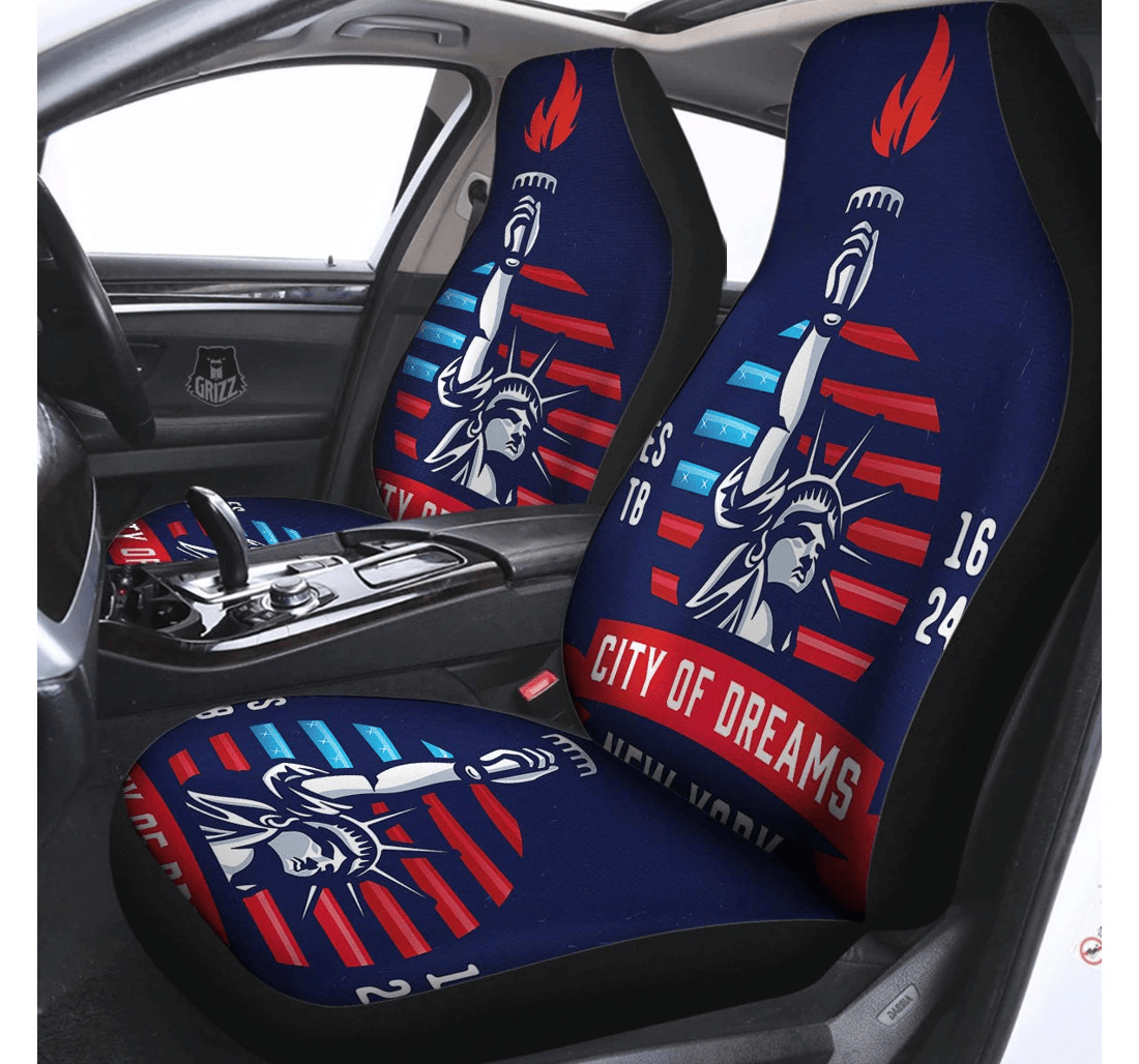 4th Of July Car Seat Covers City Of Dream Statue Of Liberty Seat Covers Blue