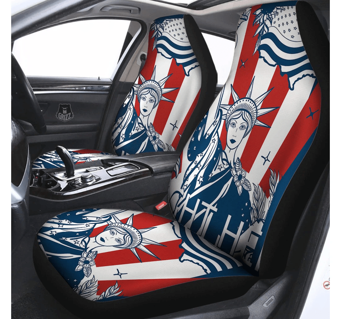 4th Of July Car Seat Covers Statue Of Liberty Art Seat Covers Blue White