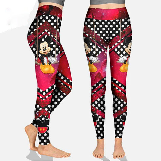 MM Leggings MM Sitting On The Swing Graphic High Waisted Legging Red For Women