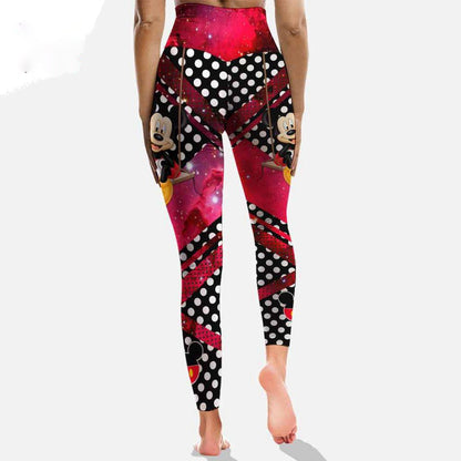 MM Leggings MM Sitting On The Swing Graphic High Waisted Legging Red For Women