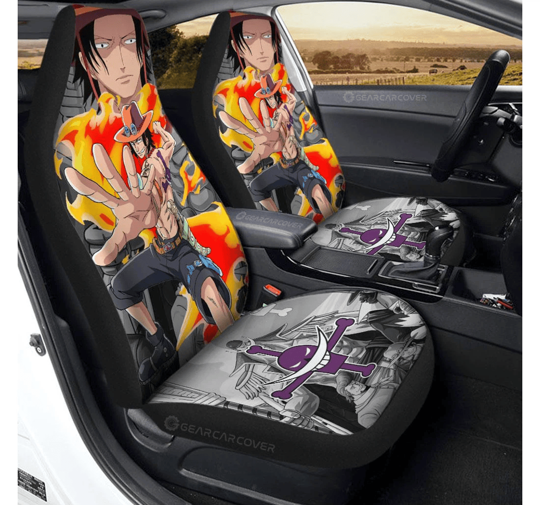 One Piece Car Seat Covers Portgas Ace Character Graphic Seat Covers Colorful