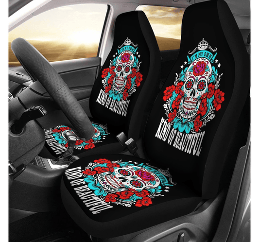 Skull Car Seat Covers I'm My Own Kind Of Beautiful Seat Covers Black