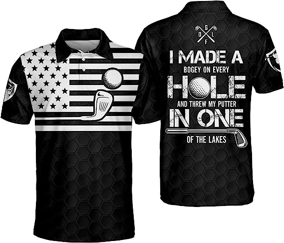 Golf Polo Shirt I Made A Bogey On Every Hole Golf Shirts Black For Men