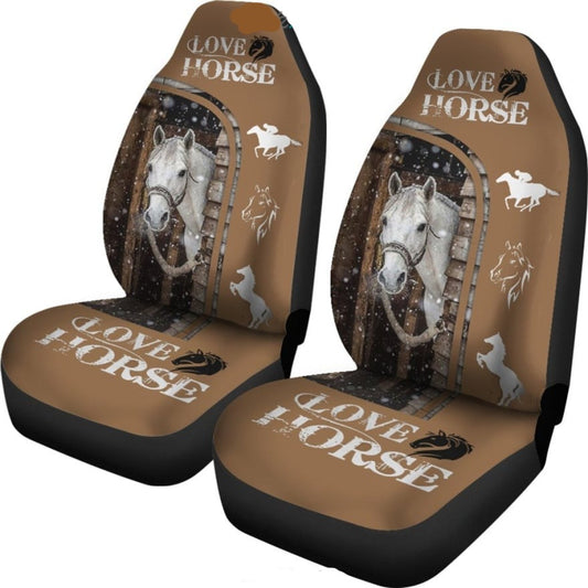 Horse Car Seat Covers Love Horse Graphic Silhouette Seat Covers Brown