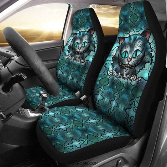 Alice In Wonderland Car Seat Covers DN Cheshire Cat We’re All Mad Here Seat Covers Green