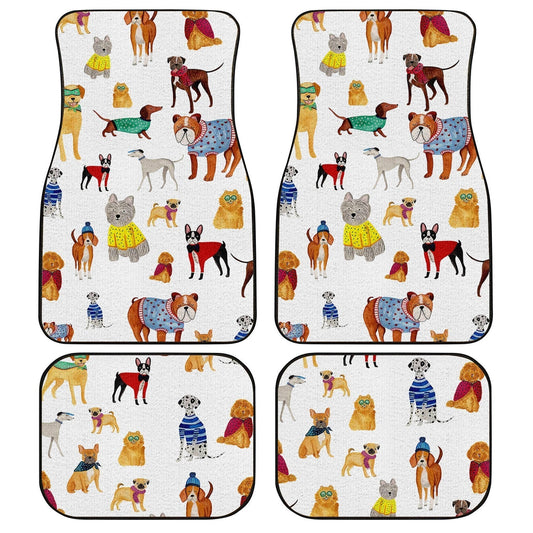 Dog Car Floor Mats All Types Of Pet Dogs With Sweater Pattern Vintage Car Mats