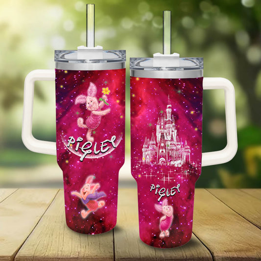 WTP 40 Oz Tumbler Piglet DN Castle Galaxy Tumbler 40 Oz Pink