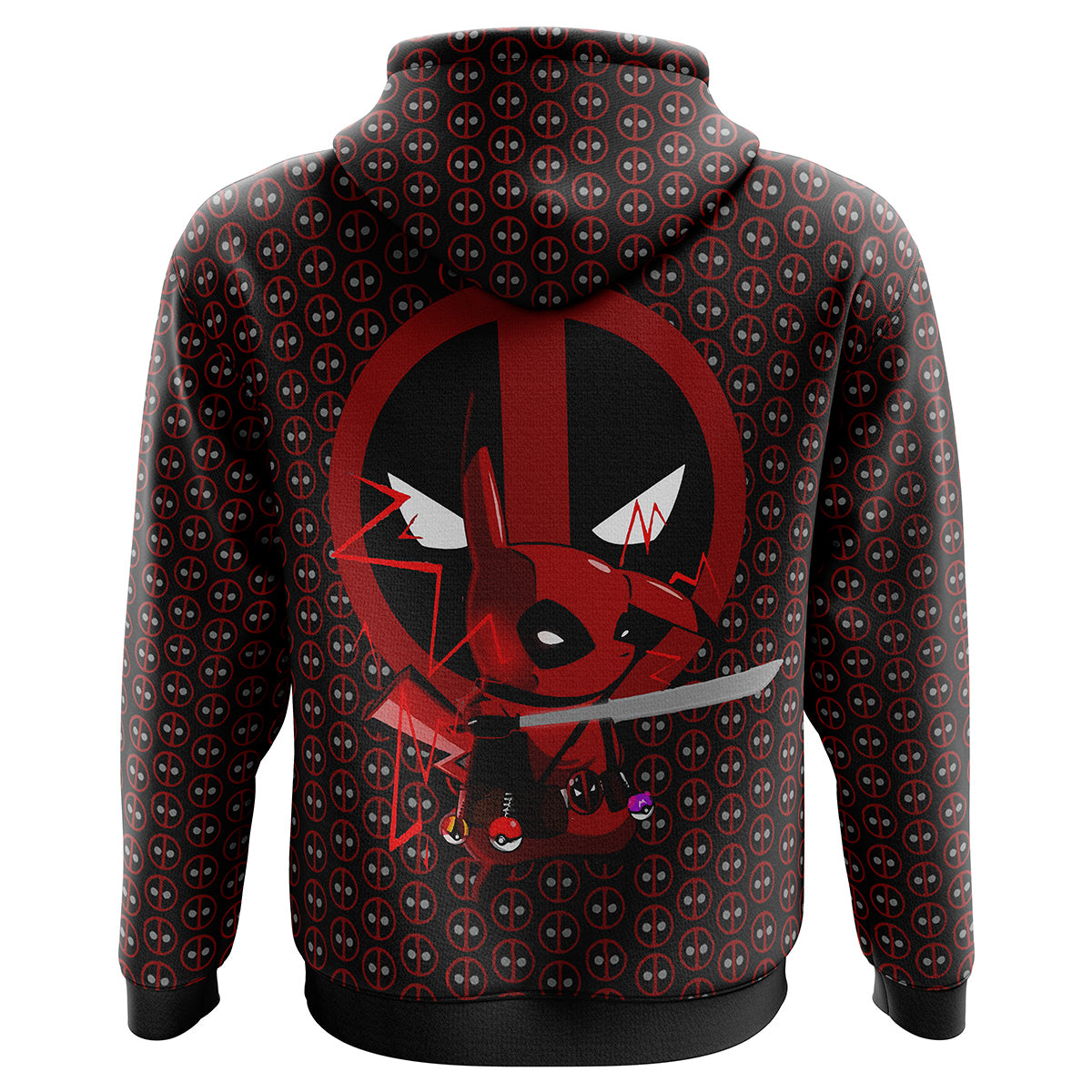 DP Hoodie MV Pikachu DP Symbol Pattern Hoodie Red Black Unisex