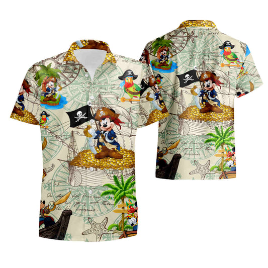 MM Hawaii Shirt DN Pirate Captain MM Pattern Hawaiian Shirt Colorful Unisex