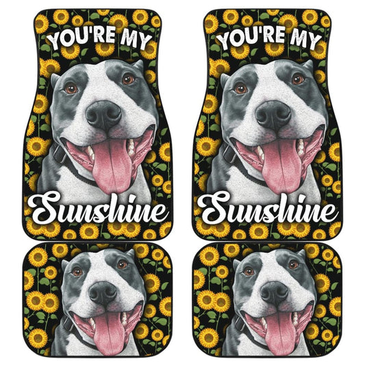 Dog Car Floor Mats Happy Face Pitbull Dog You Are My Sunshine Sunflower Car Mats