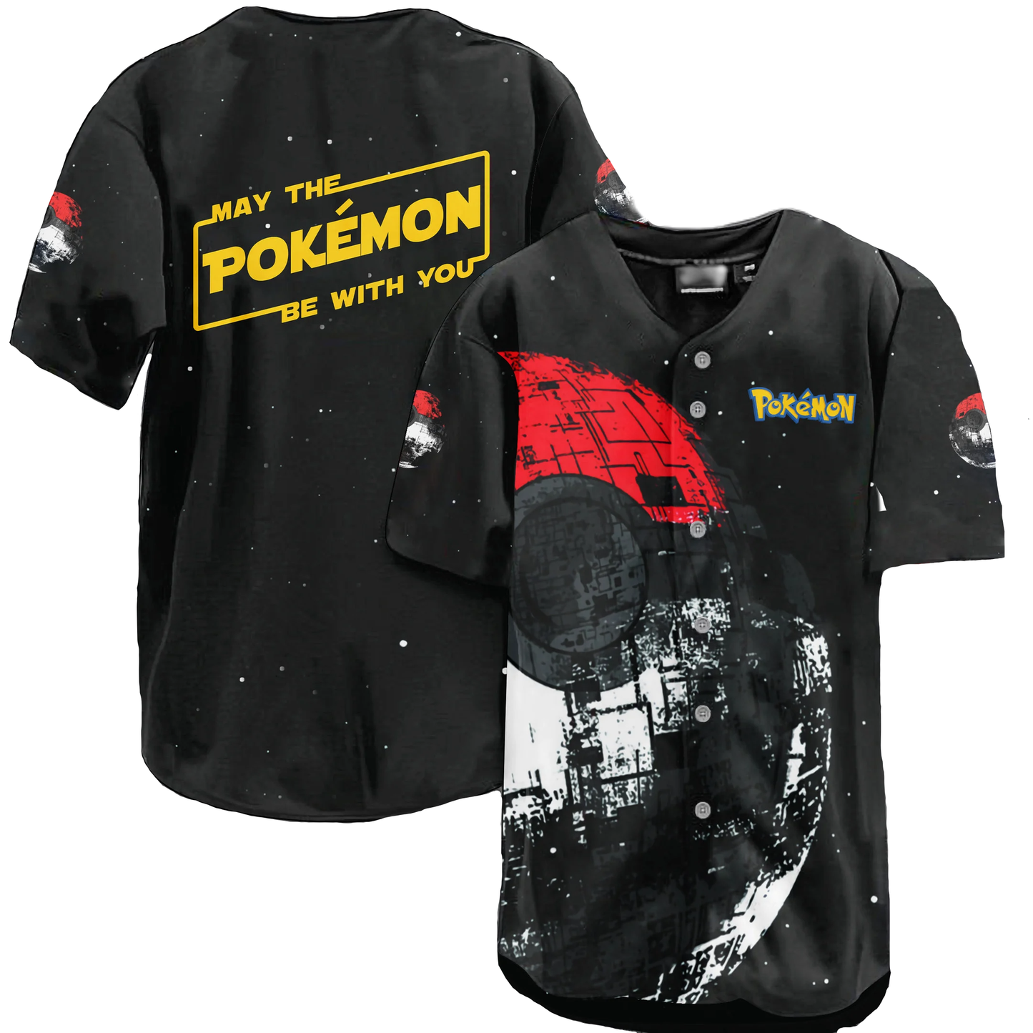 PKM Baseball Jersey May The PKM Be With You PKM Jersey Shirt Black Unisex Adult New Release