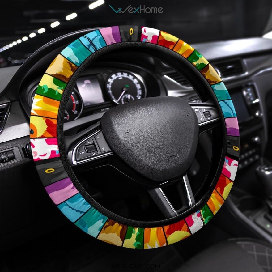 PKM Steering Wheel Cover PKM Minimal Portraits Driving Wheel Cover Colorful