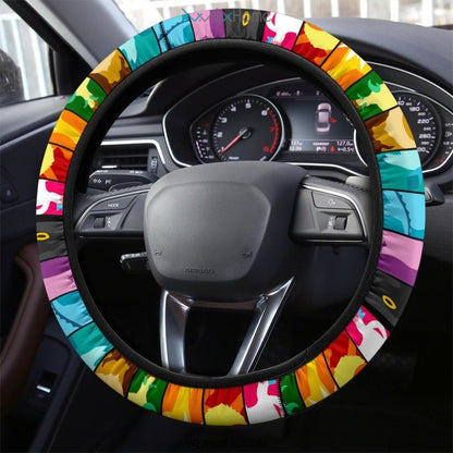 PKM Steering Wheel Cover PKM Minimal Portraits Driving Wheel Cover Colorful