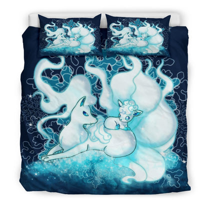 PKM Bedding Set PKM Fire Type Ninetales Graphic Duvet Covers Blue Unique Gift