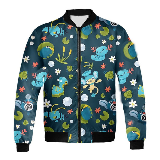 PKM Bomber Jacket Water Type All PKM Pattern Bomber Blue Unisex