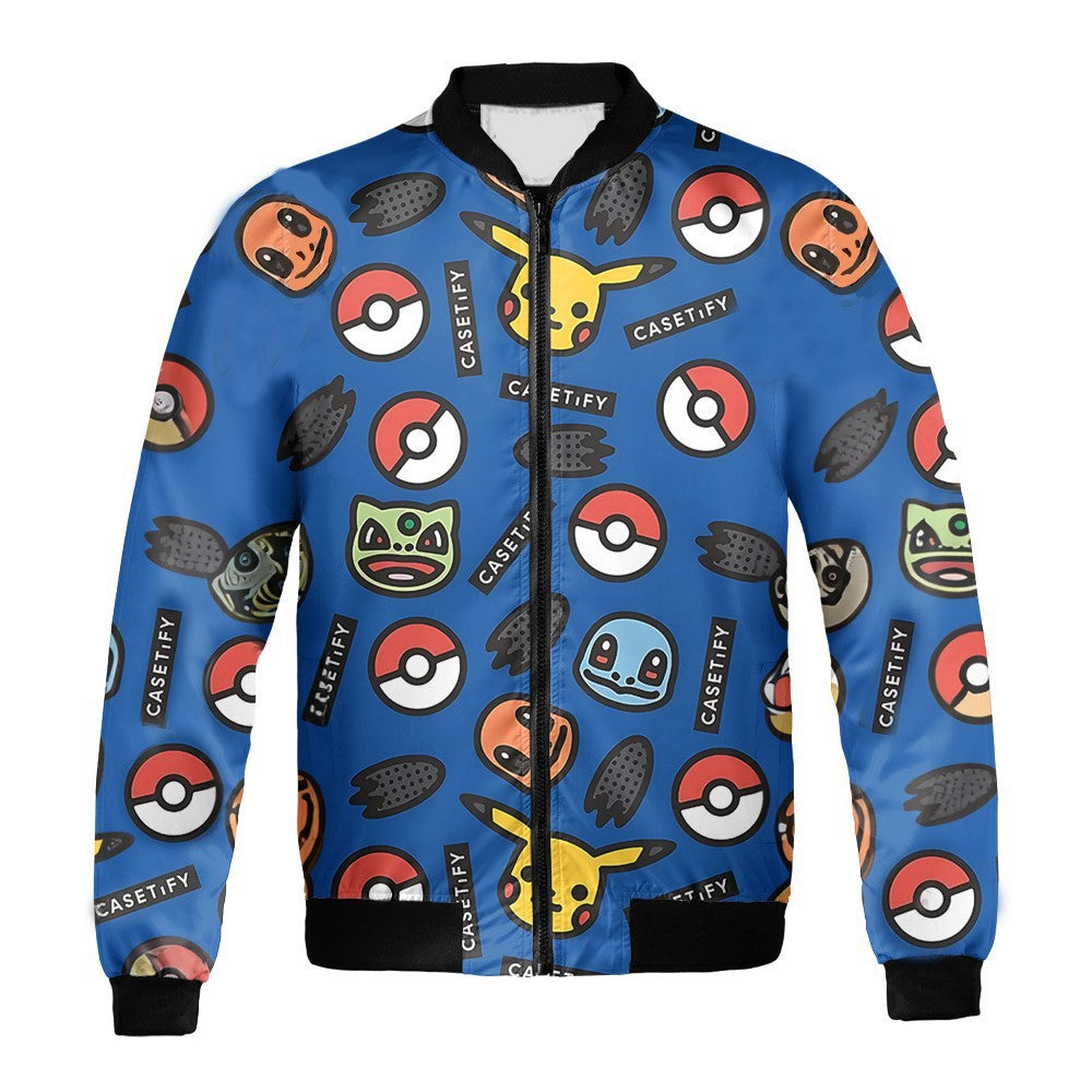 PKM Bomber Jacket PKM Casetify Pokeball Pattern Bomber Blue Unisex