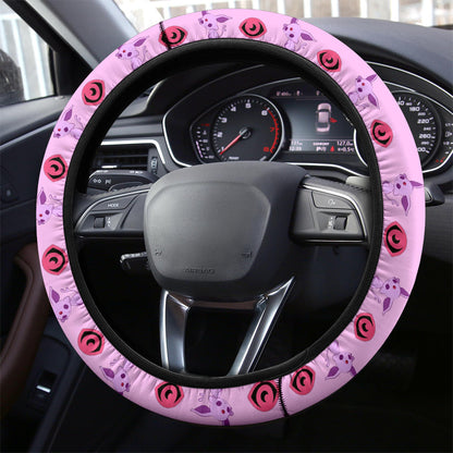 PKM Steering Wheel Cover Chibi PKM Espeon Eeveelution Pattern Driving Wheel Cover Pink