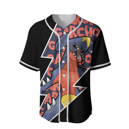 PKM Baseball Jersey Greninja Garchomp PKM Jersey Shirt Purple Black Unisex