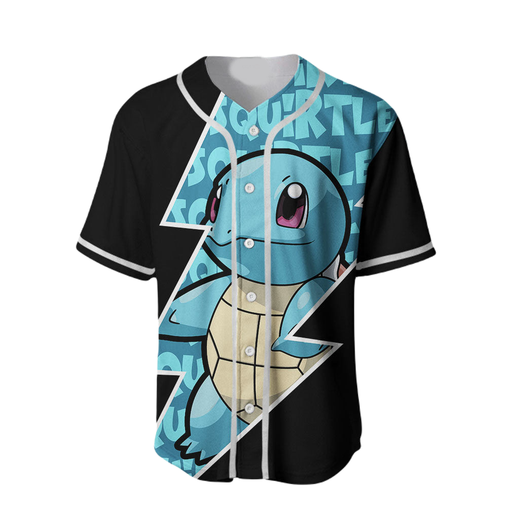 PKM Baseball Jersey Squirtle Graphic PKM Jersey Shirt Blue Black Unisex