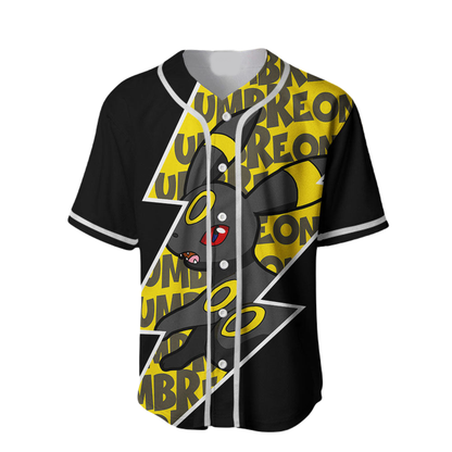 PKM Baseball Jersey Umbreon Graphic PKM Jersey Shirt Yellow Black Unisex