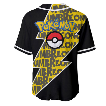 PKM Baseball Jersey Umbreon Graphic PKM Jersey Shirt Yellow Black Unisex