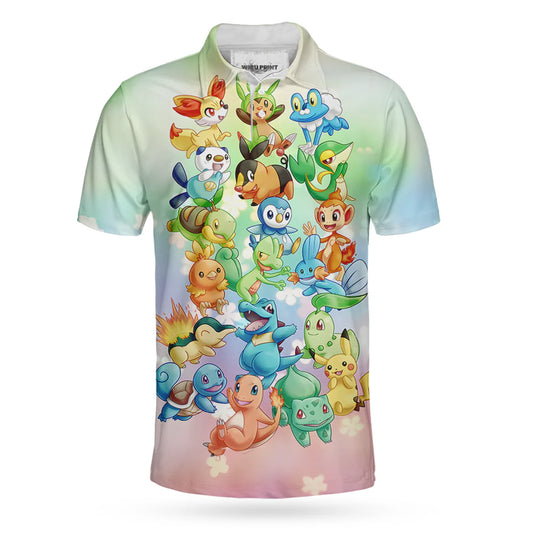 PKM Polo Shirt All Cute PKM Pattern Polo Tees Colorful