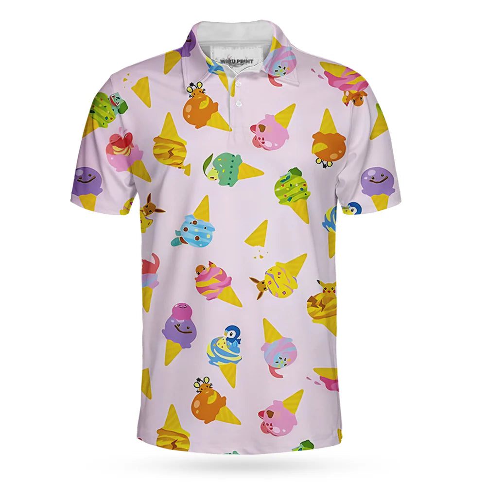 PKM Polo Shirt PKM As Ice Cream Pattern Polo Tees Colorful