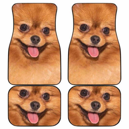 Dog Car Floor Mats Cute Close Up Happy Face Pomeranian Dog Graphic Car Mats