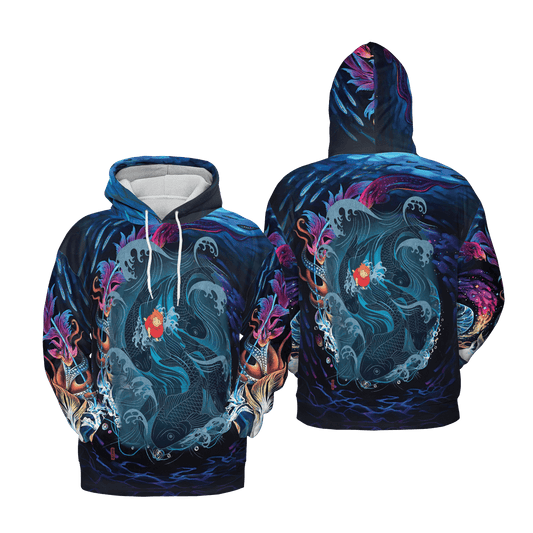 SGhibli Hoodie Ponyo Fish On The Sea Hoodie Black Blue Unisex