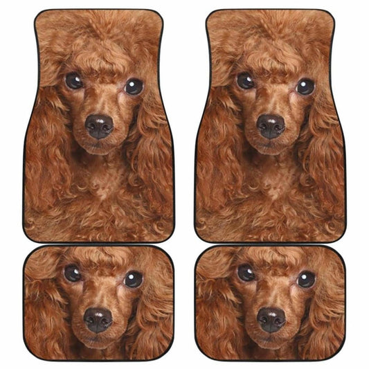 Dog Car Floor Mats Close Up Face Poodle Graphic Brown Car Mats