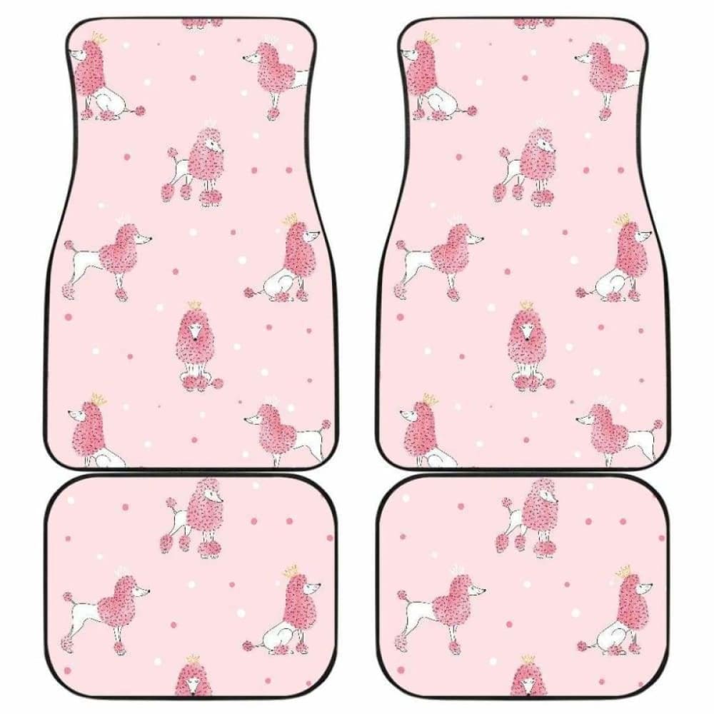 Dog Car Floor Mats Poodle Dog With Cute Dot Pattern Pink Car Mats