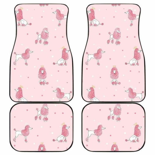 Dog Car Floor Mats Poodle Dog With Cute Dot Pattern Pink Car Mats